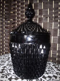 Indiana Glass Tiara Black Diamond Point Vintage Ice Bucket