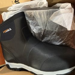 HISEA Men Ankle Rain Boot Waterproof Insulated Garden Farm Hiking Mud Work Boots