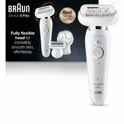 Braun Silk-epil 9 Flex 9-030 - Epilator for Women with Flexible Head for Easier Hair Removal, White/Gold