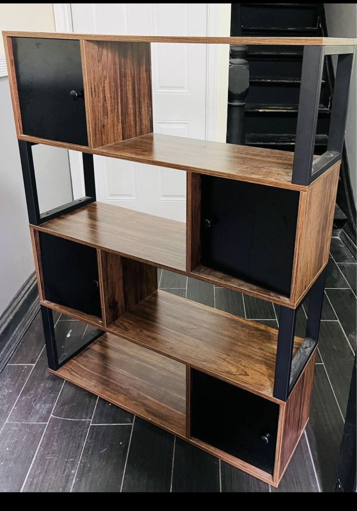 4-Tier Bookcase with 4 Storage Cubes