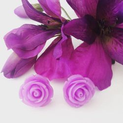 Resin rose earrings