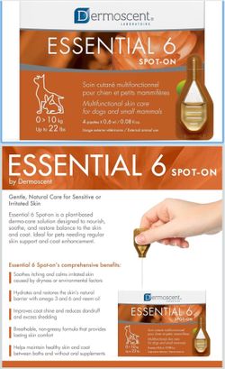 Dermoscent Essential 6 spot-on - Dog Skin Care for Dandruff & Allergy Relief with Vitamin E Oil - Anti Itch for Dogs - Dog & Small Mammals 0-10 kg