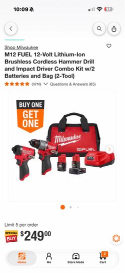 Milwaukee M12 FUEL Hammer Drill & Impact Driver Combo Kit