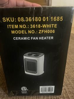 Ceramic Fan Heater Model ZFH006 White
