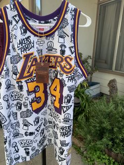 Mitchell N Ness Los Angeles Lakers Vintage Graffiti Shaquille O’Neal Mens Jersey 