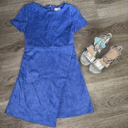 Girls Suede Blue Dress