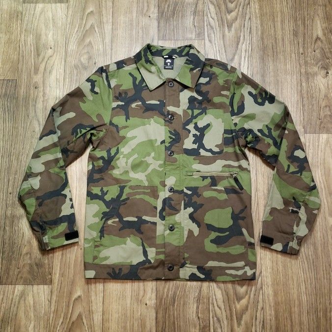 Nike SB Flex Camo Jacket Men's M Dri-Fit Ripstop Zip Button Green AH2331-222