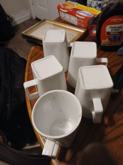 White Ceramic Coffee Mugs Set of 5