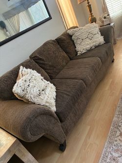 Large Brown Fabric Sofa