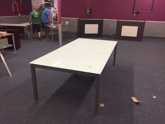 White glass conference tables 8 by 4 feet new in boxes