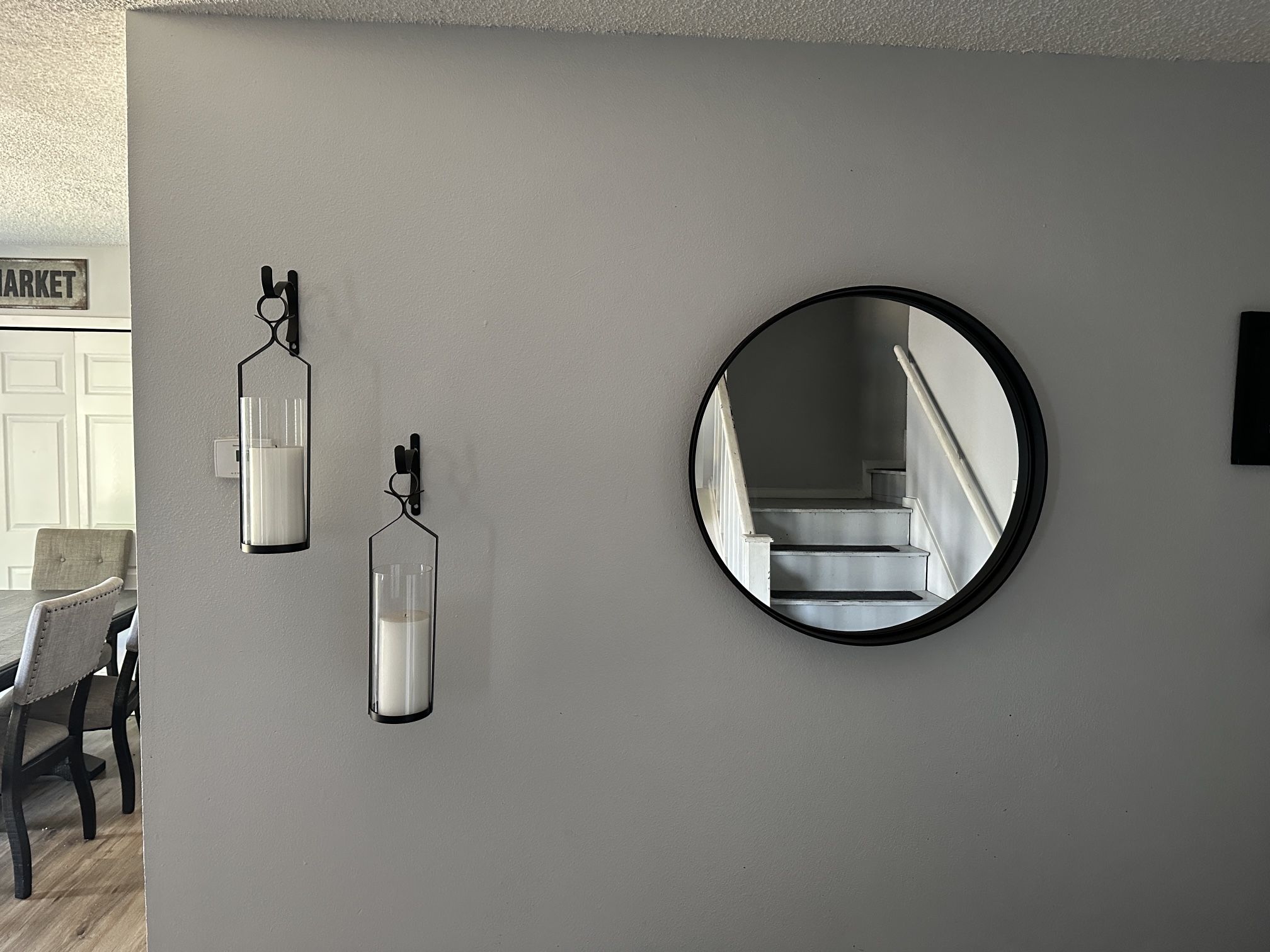 Large Round Mirror And Candle Holders