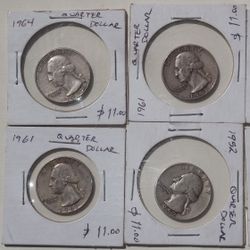 8 Silver Coins Quarter Lot 1950s 1960s