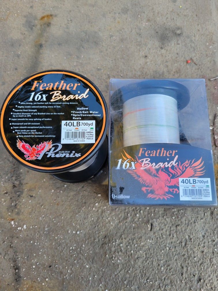 Phenix Braided Fishing Line, 16X Hollow, 40lb, 700 Yd