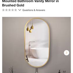 18 in. W x 36 in. H Large Oval Aluminum Alloy Framed Wall Mounted Bathroom Vanity Mirror in Brushed Gold