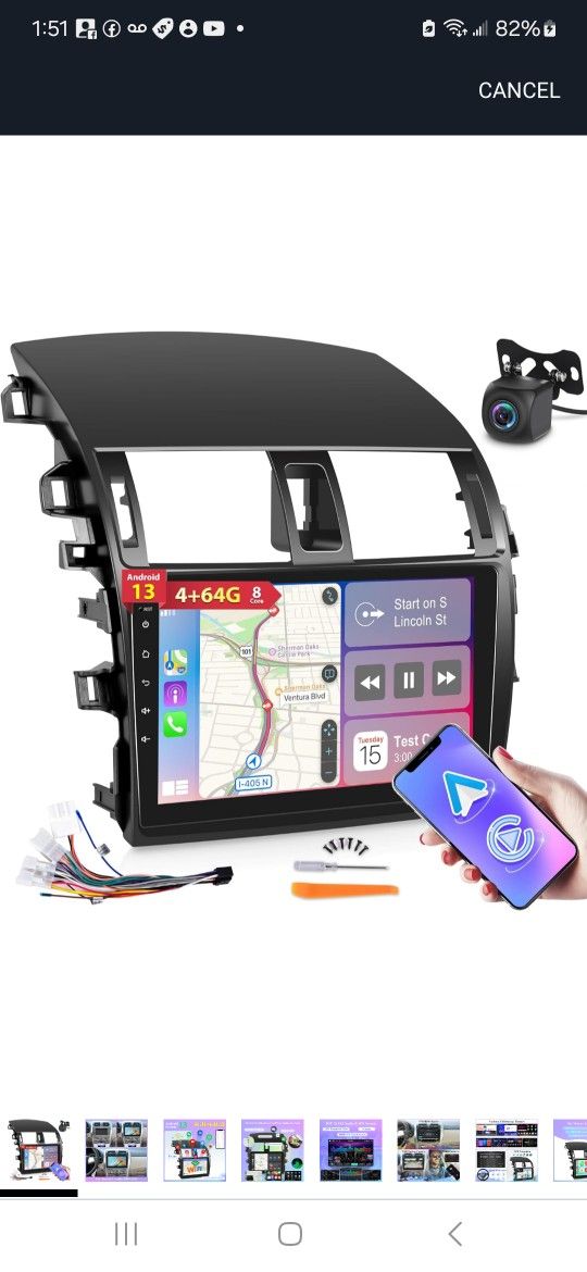 8 Core [4G+64G] Car Radio for Toyota Corolla 2009 2010 2011 2012 2013 - Android 13 Touch Screen Corolla Stereo, DSP 32 EQ/IPS/Carplay/Android Auto/SWC
