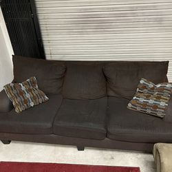 Comfy Brown Couch With Pillows, Porch Pick Up Only