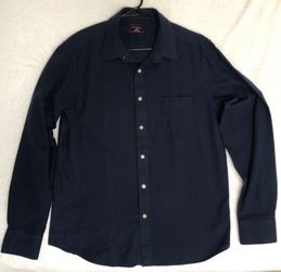 Untuckit Navy Flannel Long Sleeve Shirt Large