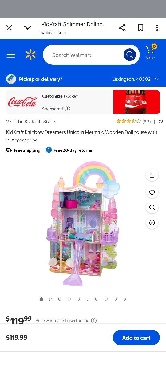 New In Box Kids Craft Rainbow Dreamers Unicorn Mermaid Wood Doll House 4 Ft Tall Just Put It Together With Barbies And Accessories