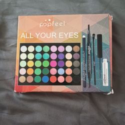 New Popfeel Colorful 40 Eyeshadow Set 🎨with waterproof mascara, brush, lift eyebrow pencil, and eyeliner pencil. 👁️‍🗨️