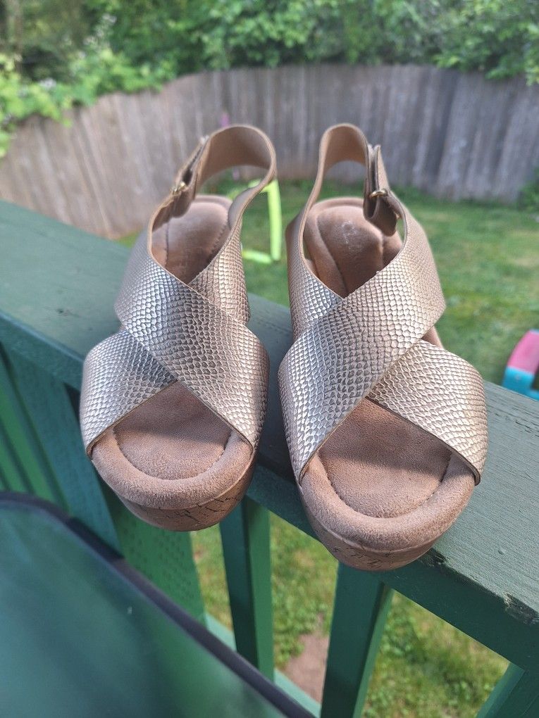 Chinese Laundry Gold Wedge Shoes