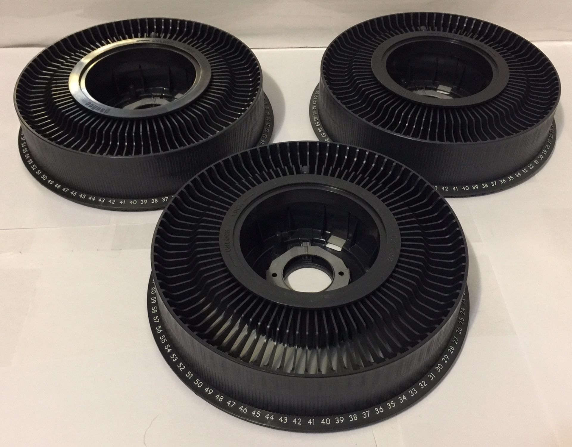 Lot of 3 Focal Rotary Slide Trays For Kodak Carousel Slide Projectors