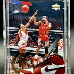 Michael Jordan 3-D Shadow box with color match sneaker and card