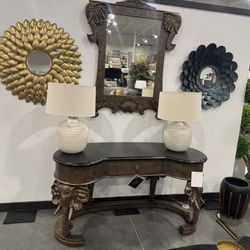 mirror and Marble top console 