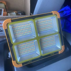 New Portable Solar LED Work Light – Rechargeable Floodlight with USB Power Bank