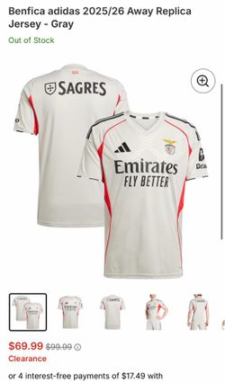 Benfica adidas 2025/26 Away Replica Jersey - Gray