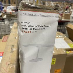 SaleSumo 48 in. Lippa in White Round Wood Top Dining Table