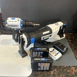 HART SAWZALL/Recipro Saw, Drill/Driver, Two (2) Batts, Charger, Like New