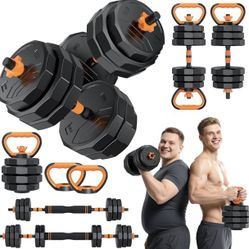 Tyrsen 5-in-1 Adjustable Dumbbell Set, 33/44/66/88lbs Free Weights Set with Connector