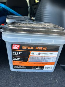 Grip-Rite #6 x 2" Phillips Bugle-Head Coarse Thread Drywall Screws in a 25 lb. bucket