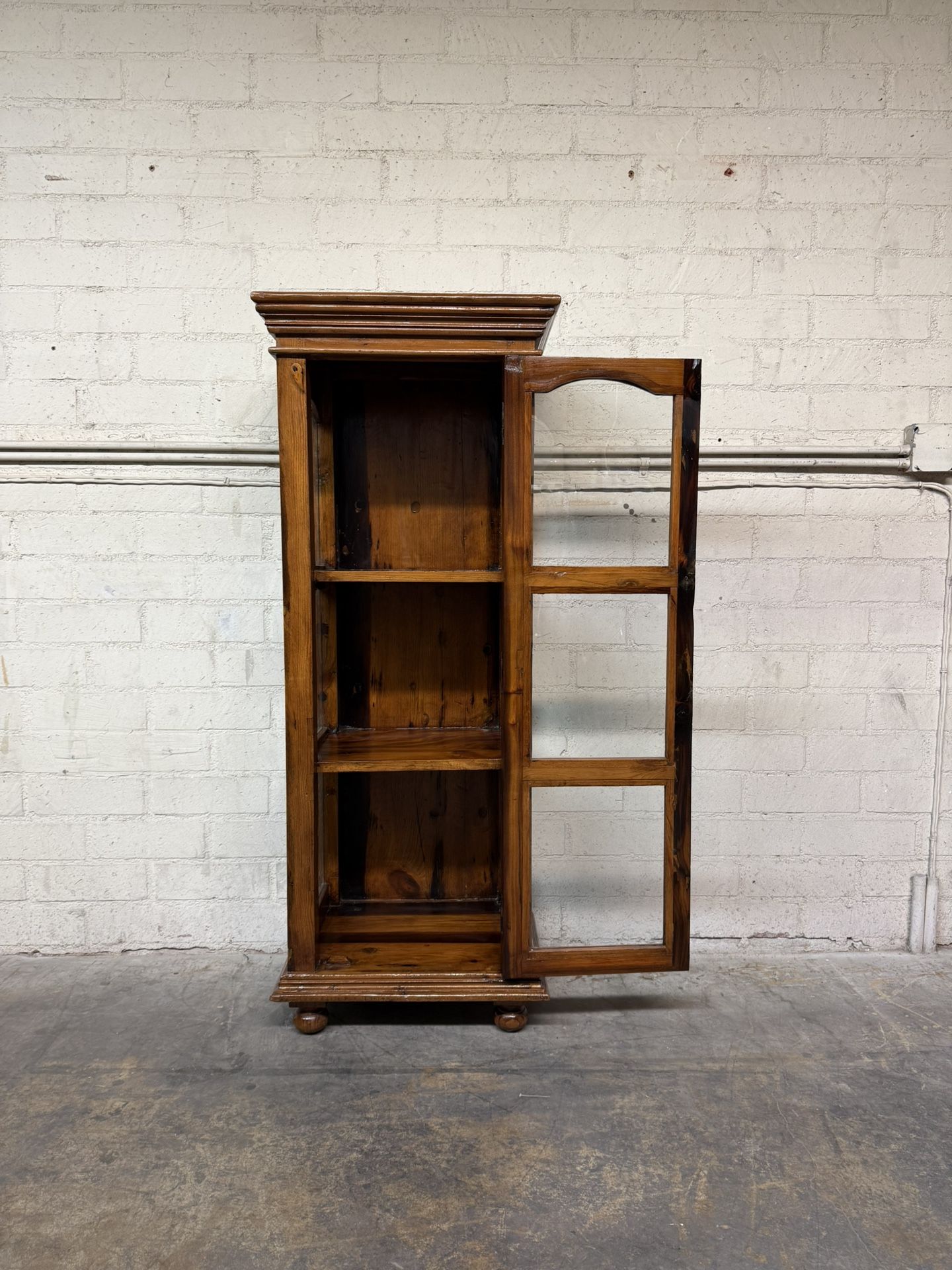 Delivery Is Available Vintage Rustic Solid Wood Glass Display Cabinet with Side Panels – Classic Style$390 OBO!