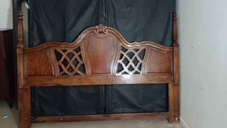 Solid Wood King Headboard With Bed
