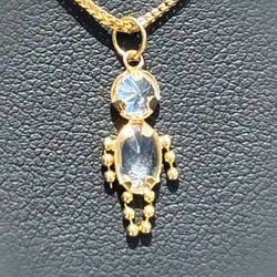 14k solid yellow gold cz stone 1.30 CTW human ball Pendant charm