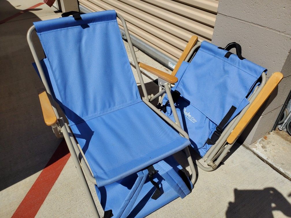 2x Backpack Strapped Folding Camp Chairs