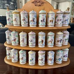 Lenox 1993 Carousel spice jar set with display shelf