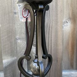 Antique Bronze Table Lamp With Marble And Metal 