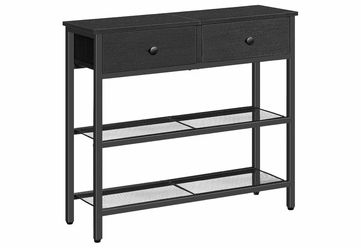 HOOBRO Black Console Table with 2 Drawers