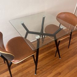 Square Glass Dining Table 