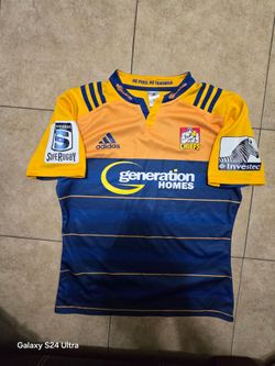 New Zealand Chiefs Super Rugby Shirt Men's M Medium Adidas Yellow Blue