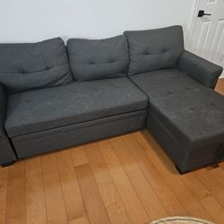 Gray Sectional Sleeper Sofa w/ Storage – Apartment Size