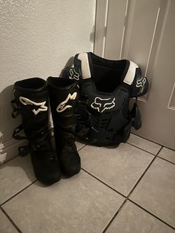 Fox Racing Raptor Vest, Ce Cert Navy Blue & Alpinestars Tech-3 Boots Size 9
