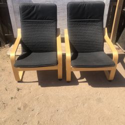 Two IKEA POANG Arm Chairs Birch Veneer
