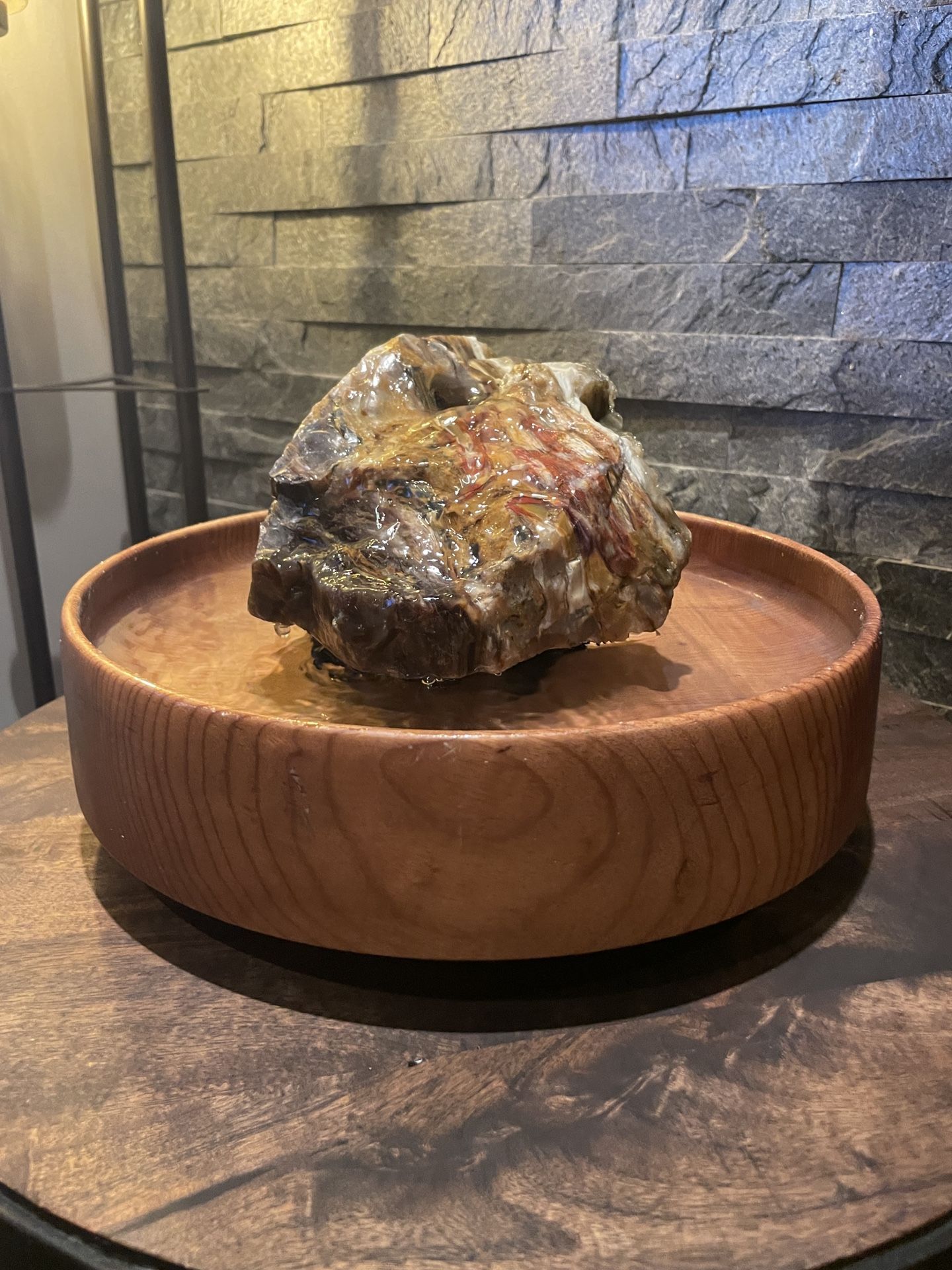 Petrified Wood Indoor Fountain in MyrtleWood Reservoir Vessel