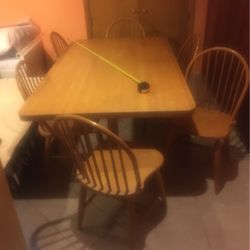 Kitchen table 48”x 72” + 6 chairs Solid wood - birch