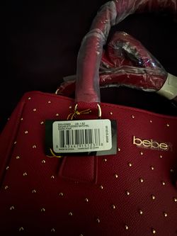 Bebe Sagan studded satchel dark pink