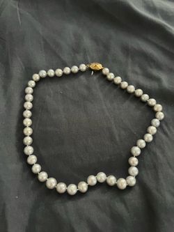 9mm Natural Silver-Gray Saltwater Pearl Necklace, 100% Real Undyed Pearls