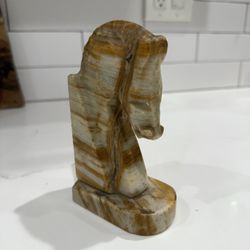 Onyx or Marbled Stone Horse Head Bookend